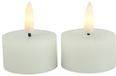 Countryfield LED theelichtjes/waxinelichtjes - 2x st - wit - D4 x H5,2 cm - met timer