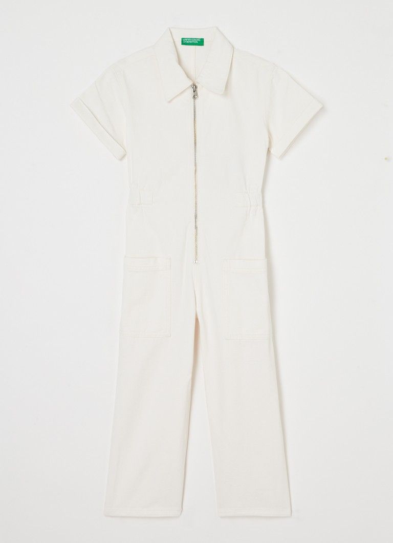 Benetton Straight Fit Cropped Denim Jumpsuit