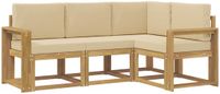 vidaXL Hoek loungeset 4 zitplaatsen Acacia hout Wit en Beige
