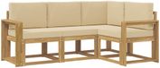 vidaXL Hoek loungeset 4 places Acacia bois Blanc et Beige