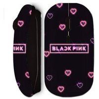 Blackpink Zwarte draadloze muis roze hart