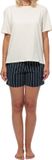 Schiesser Dames pyjama Organic Cotton blauw gestreept / creme