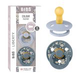 BIBS Tétine Ronde Latex Naturel 6-18 mois - 2 Pièces - Capel Bleu Poussiéreux/Pétrole