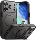 Ringke Alles - Hoesje Geschikt voor Apple iPhone 17 Pro Max - Compatibel met MagSafe / Qi2 - Rugged Back Cover - Beschermhoes 360° Draaibare Magnetische Standaard - Gunmetal