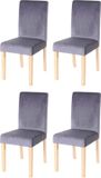 MCW Set van 4 MCW Littau Eetkamerstoelen - Fluweel - Grijs - Lichte Poten