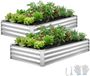 Latios Verhoogd Tuinbed - Metalen Plantenbakset voor Moestuin - Tweedelig - Afmeting 180x90x30 cm - Rechthoekig - Bodemloos - Voor Buiten - Incl. Handschoenen - Zilver