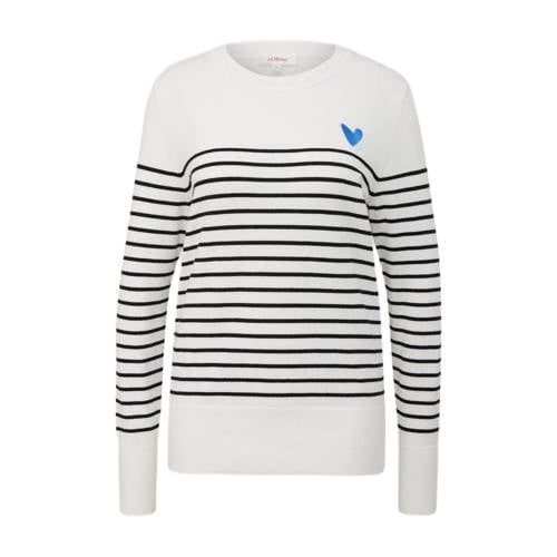 s.Oliver gestreepte trui ecru/ zwart