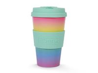 IDRINK - RPET Koffiemok met Opening en Siliconen Deksel, Gemakkelijk Mee Te Nemen, 435 ml Gerecyclede Kunststof Meeneembeker, 8,7 x 8,7 x 15 cm, 435 ml (MACARON)