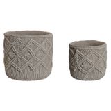 Fijalo Plantenbakkenset Home ESPRIT Lichtgrijs Cement 20 x 20 x 18 cm