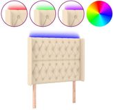 vidaXL Hoofdbord LED 93x16x118/128 cm stof crèmekleurig