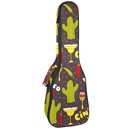 Mersov Concert Ukelele Rugzak, Heavy Duty Ukulele Case Bag met Opslag, Sopraan Concert Tenor Ukelele 10 MM Gewatteerde BagBlack SheepsCinco De Mayo Cactus Hoed Chili