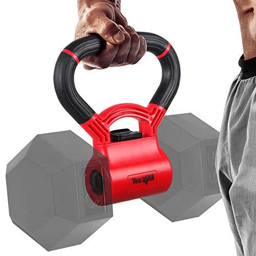 Yes4All Unisex's nieuwe versie-ketel handgreep om halters om te zetten in kettlebells voor trainingen, B. Fire Red