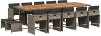 vidaXL 15-delige Tuinset met Kussens, Poly Rattan, Grijs