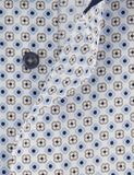 OLYMP Modern Fit overhemd wit met blauw paisley patroon
