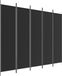 vidaXL - Kamerscherm - met - 5 - panelen - 250x200 - cm - stof - zwart