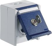 OPUS® Resist veiligheidscontactdoos 1-voudig met slotuitvoering sluiting "5", kleur lichtgrijs/staalblauw