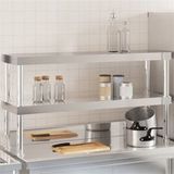 vidaXL Verhoging voor werktafel 2-laags 110x30x65 cm roestvrij staal