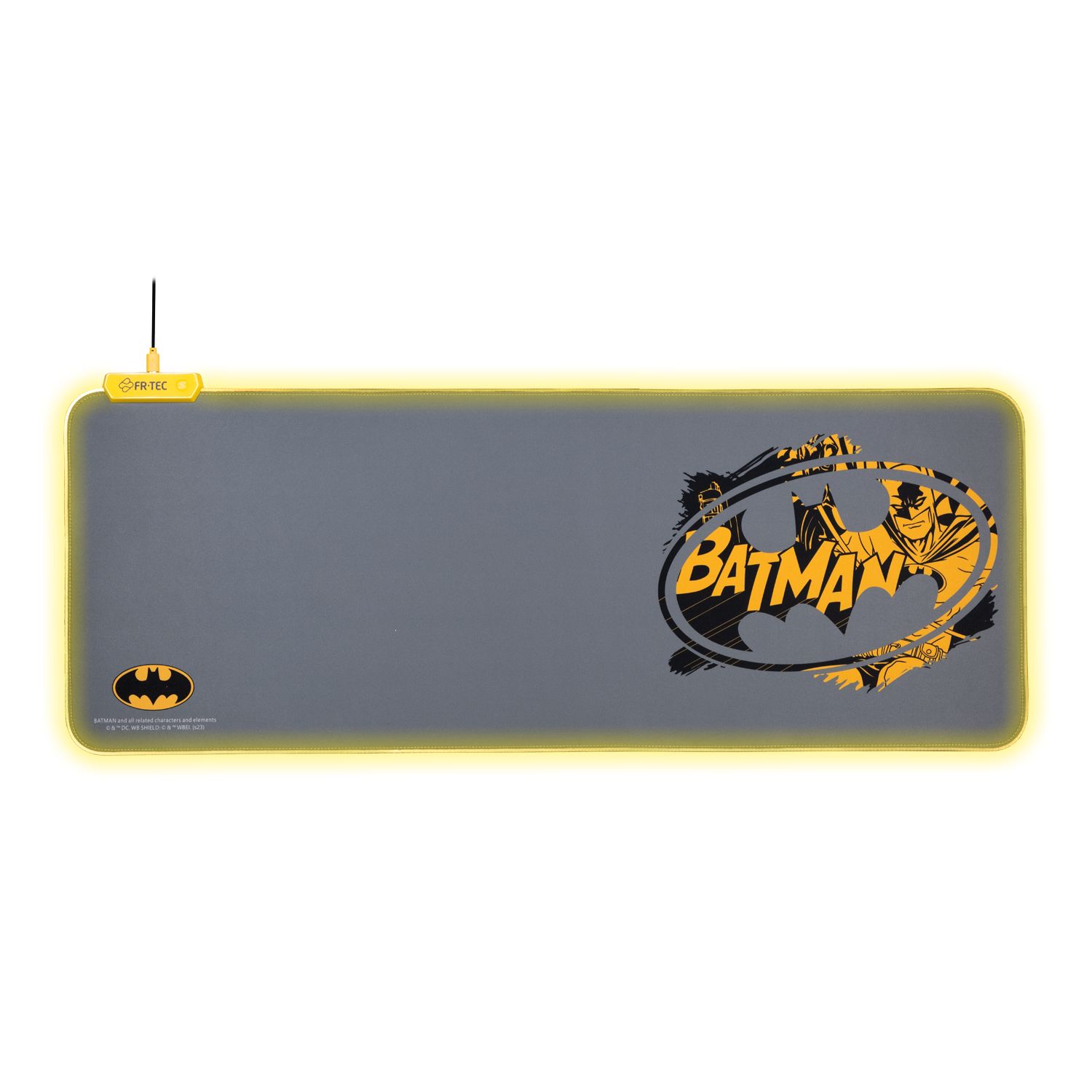 FR-TEC BATPCMPAD Gaming Mouse Pad - Black/Grey/Yellow - LED Backlight