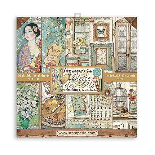 STAMPERIA INTERNATIONAL, KFT Stamperia-Scrapbooking Pad-Atelier Des Arts, meerkleurig, 30,5 x 30,5 cm