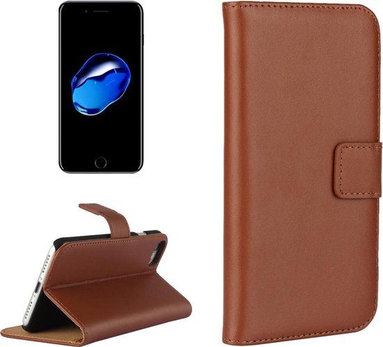 Merkloos Leer horizontale flip hoes iPhone 7 Bruin