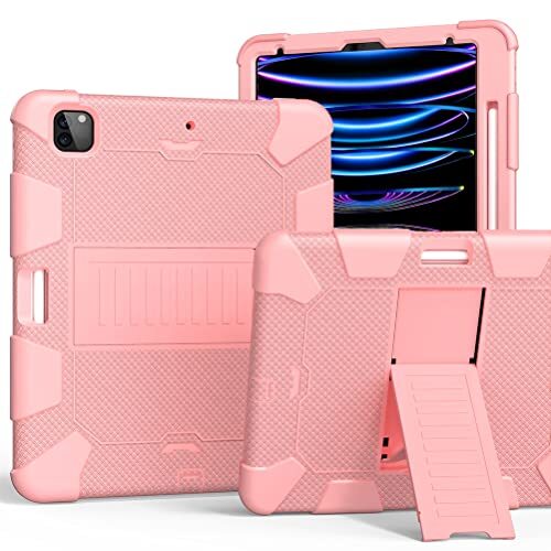 JOYLYJOME Compatibel met iPad 12,9 inch tablet beschermhoes, siliconen PC twee kleuren standaard tablet beschermhoes, roze goud