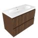Saniclass Holz Atelier Badkamermeubelset - 100x45x63.5cm - Palermo keramische wastafel wit - 1 wasbak - 1 kraangat - 2 lades - mat walnut pure (hout) SW1420806/SW24915