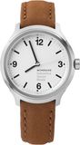Mondaine Helvetica Bold Dameshorloge MH1.B3110.LG Saffierglas, Bruin Lederen Horlogeband, Zwitsers Quartz Uurwerk, 34mm