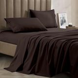 Celine Linen 4-delige Egyptische kwaliteit, draaddichtheid 1800, strijkvrij, voor super kingsize bed, Californië, chocoladebruin