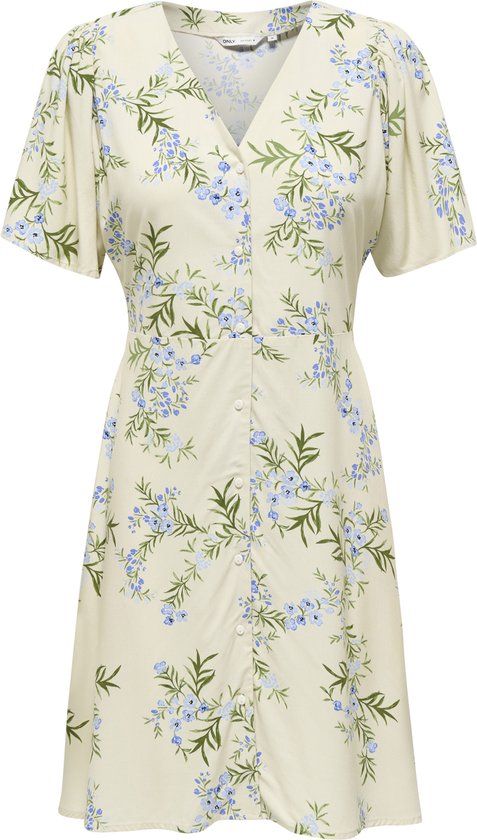 ONLY ONLEVIDA S/S SHORT DRESS WVN NOOS Jurk Bone White