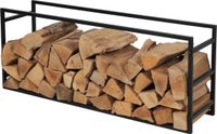 WDMT Metalen Houtopslag - 100 x 25 x 40 cm - Haardhout Opslag - Haardhoutrek - Brandhout - Metaal Opbergrek - Houtopslagoplossing - Buiten- en Binnenopslag - Tuinopslag - Zwart