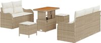 vidaXL Tuinbank Set 8-delig 7-Zits Beige en Crème