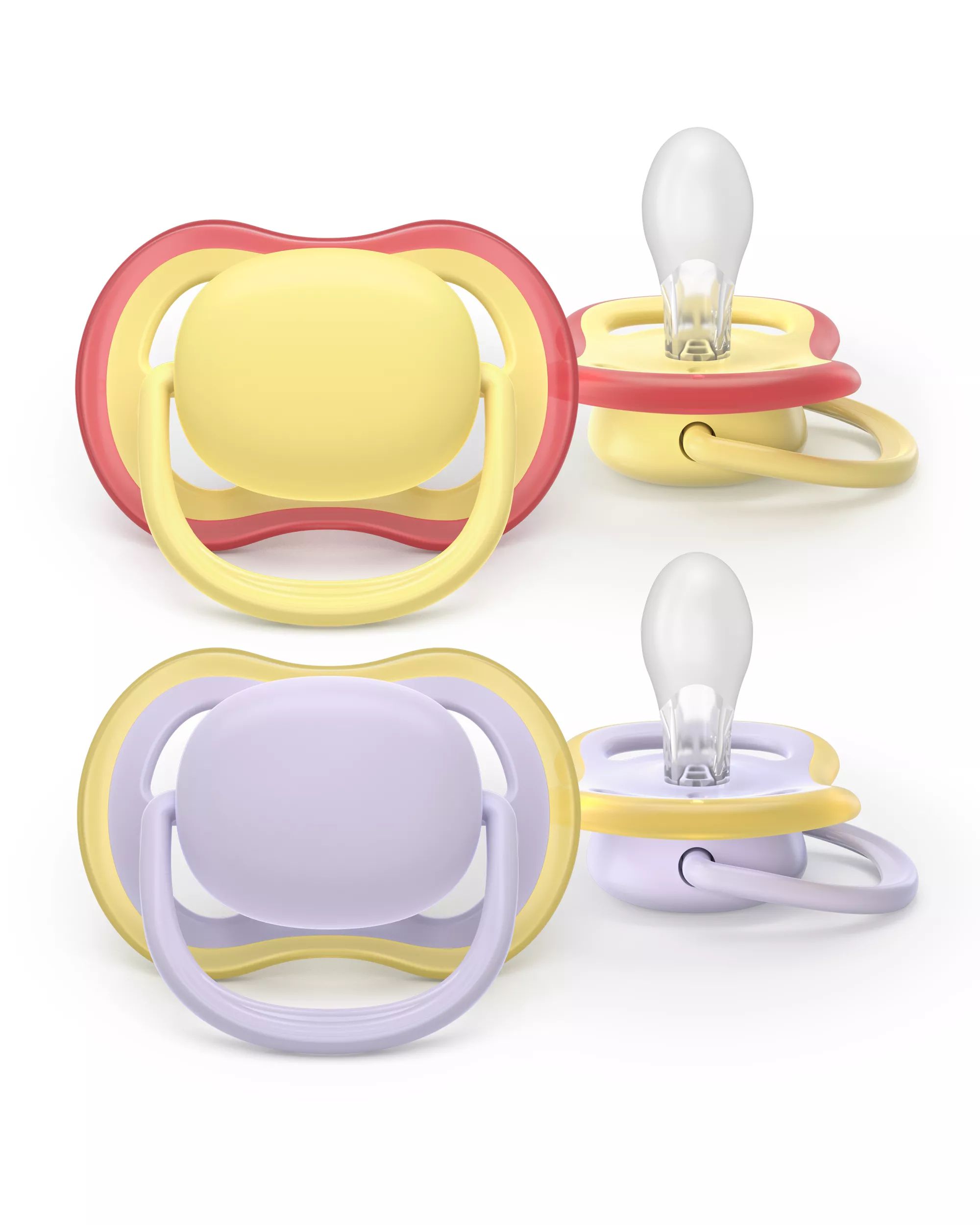 Philips AVENT Ultra Air Pacifier SCF087/03, 0-6 Months, Lilac/Yellow, 2 Count