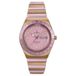 Timex Q Dameshorloge, 36 mm, tweekleurig, uitbreidbaar bandje van roestvrij staal met roze wijzerplaat en goudkleurige kast, TW2W87600