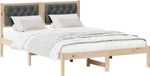 Cadre de lit en pin massif gris foncé 140 x 190 cm