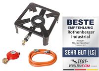 Rothenberger Industrial Gaskoker met 4 poten, beweegbare kookplaat voor buiten, zwart
