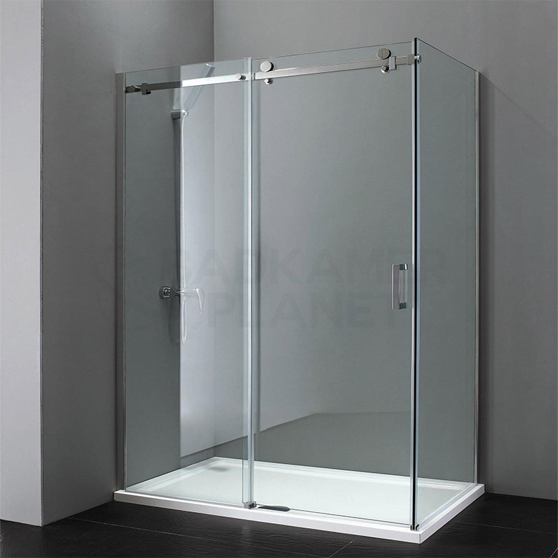 Badkamerplanet Douchecabine met Schuifdeur + Vaste Wand 120x90 cm - 200cm hoog