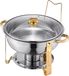 VEVOR Chafing Dish Set Buffet Voedselwarmer 4.7L Goud Glazen Deksel Rond Feest