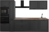 Vicco Complete keukeneenheid R-Line, Antraciet landelijk/Antraciet, 310 cm goudkleurig eiken werkblad