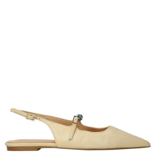 Inuovo leren slingback loafers lichtgeel