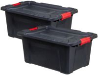 5Five opbergbox/opbergkrat - 2x - 30 Liter - zwart - kunststof - L53 x B36 x H27 cm - stapelbaar