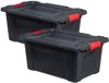 5Five opbergbox/opbergkrat - 2x - 30 Liter - zwart - kunststof - L53 x B36 x H27 cm - stapelbaar