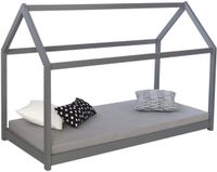 Homestyle4u Kinderbed - 80 x 160 cm - Huisbed - Grijs