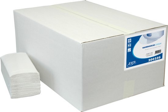 MTS Euro Products Vouwhanddoekjes 1-laags Z-vouw recycled wit 23 x 25 cm 5000 stuks