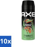 Axe 10 x Bodyspray Jungle Fresh - 150 ml - Lot économique - 10 pièces