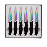 Pradel Excellence - Set van 6 tafelsteakmessen - Messen van roestvrij staal 10 cm - Ergonomische handgrepen Soft-touch coating - Vaatwasmachinebestendig - Magneetkleurige kartonnen doos