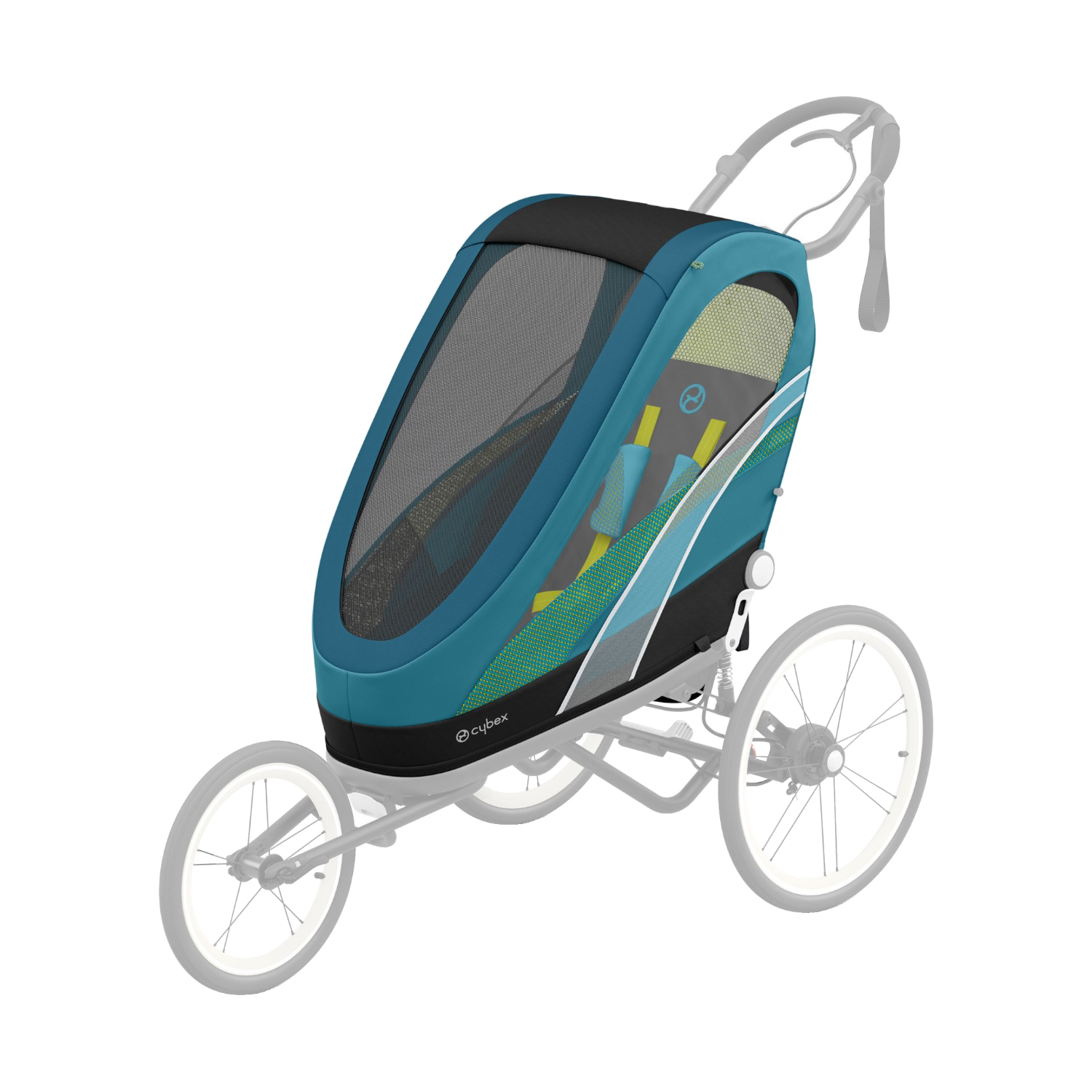 Cybex Zeno Kindertrailer Kabine, turquoise/bont