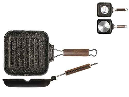 Home Pietra grillpan - 20 cm - zwart - flexibele handgreep