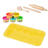 roba x Play-Doh Starterset - 3D-creativiteitsmat, FSC-houten gereedschappen, 6 potjes klei