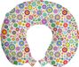 ABAKUHAUS Coussin de voyage avec appui-tête, motif floral, hippie joyeux, accessoire de voyage en mousse pour avion et voiture, 30x30 cm, multicolore