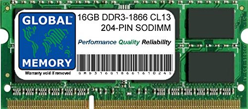 GLOBAL MEMORY 16GB DDR3 1866MHz PC3-14900 204-PIN SODIMM GEHEUGEN RAM VOOR INTEL IMAC 27" RETINA 5K (LAAT 2015)